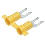 Panduit® Pan-Term® Reel Smart™ PV10-10LFB-2K PV-LF Insulated Fork Terminal, 12 to 10 AWG Conductor, 1.04 in L, Butted Seam Barrel, Copper, Yellow