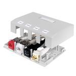 PREMISE WIRING ISB4W 4-Port iSTATION™ Surface Mount Box, For Use With XCELERATOR™ Keystone Modules, iSTATION™ Audio/Video Keystone Modules, Thermoplastic, White