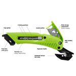 Pacific Handy Cutter™ S5R Heavy Duty Safety Knife, 0.74 in W Utility Blade, Quick-Change, Carbon Steel Blade, 1 Blades Included, 6.12 in OAL