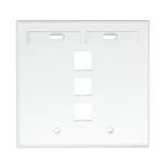 QuickPort® 42080-3WP Standard Size Wallplate With ID Window, 2 Gangs, 4.53 in H x 4.625 in W, Plastic, White