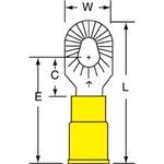 Scotchlok™ MV10-610RX Multi-Stud Ring Tongue Terminal, 12 to 10 AWG Conductor, 1.19 in L, 0.135 in ID Brazed Barrel, ETP Copper, Yellow