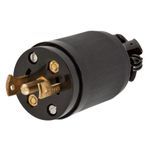 Wiring Device-Kellems Twist-Lock® HBL7485 1-Phase Male Midget Non-Grounding Straight Locking Plug, 125/250 VAC, 15 A, 3 Pole, 2 Wires, Black