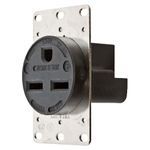 Wiring Device-Kellems HBL9330 Grounding Heavy Duty Single Straight Blade Receptacle, 250 VAC, 30 A, 2 Pole, 3 Wires, Black