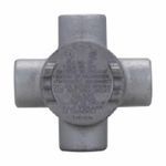 Crouse-Hinds Condulet® GUAX16 Type X Conduit Outlet Box With Cover, 1/2 in, 3 in Cover Opening, 13.3 cu-in Capacity, Electro-Galvanized/Aluminum Acrylic Painted