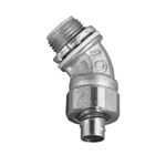 Appleton® 4QS-950 Non-Insulated Liquidtight Conduit Connector With Locknut and Sealing Ring, 1/2 in Trade, 90 deg Angle, Malleable Iron, Zinc Electro Plated