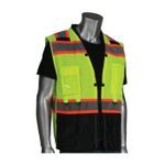 PIP® 302-0670T-LY/M 2-Tone Tethering Vest With Ripstop Black Bottom Front and D-Ring Access, M, Hi-Vis Yellow, 100% Polyester Mesh/Ripstop Oxford, Zipper Closure, 12 Pockets, ANSI Class: Type/Class R2