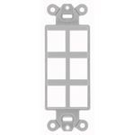 Bryant Electric ISF6GY Unloaded Decorator Outlet Frame, 1 Gang, 6 Ports, Thermoplastic, Gray, For Use With Data, Fiber, Audio/Video Connector