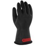 Novax® 150-0-11/6 150-0-11 Insulating Gloves, 6, Natural Rubber, Black, 11 in L, ASTM Class: Class 0