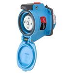 MELTRIC DECONTACTOR™ 63-14147 DSN20 Switch Rated Female Receptacle, 347/600 VAC, 20 A, 4 Pole, 5 Wires, Blue