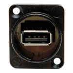 Bryant Electric iSTATION™ USB10 D-Style Feed-Through Panel Mount USB Connector, Audio/Video Module, Panel/Snap-On/Snap-Fit Mount, Black