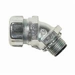 T&B® 5343-HT 53 Series High Temperature Insulated Liquidtight Conduit Connector, 3/4 in Trade, 45 deg Angle, Malleable Iron, Zinc Plated/Clear Polished Chrome