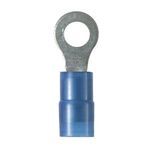 Panduit® PN14-38R-L Insulated Ring Terminal, 18 to 14 AWG Conductor, 1.14 in L, Insulation Grip Sleeve/Serrated Barrel, Copper, Blue