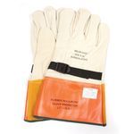 ArcGuard® DWH12L10 Gloves Protector With Pull Strap, SZ 10, Leather, Gray/Orange, 12 in L, ASTM Class: ASTM F696