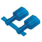 Panduit® Pan-Term® DNF14-250FIMB-K DNF-FIMB Nylon Fully Insulated Vibration-Resistant Male Tab Disconnect, 16 to 14 AWG Conductor, 0.25 x 0.032 in Tab, Butted Seam/Standard Barrel, Brass, Blue