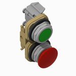Allen-Bradley 800T-GYC16F 800T PB, 30mm Double PB, Horizontal Orientation, Flush/Mushroom, Momentary Maintained, Std w/ A B logo, Green, Red, No Guards on Terminals, 1 NO 1 NC Std Contacts, 1 NO 1 NC Std Contacts, No Locking Function, Device w/ Pkg