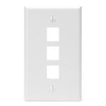 QuickPort® 41080-3WP Standard Wallplate, 1 Gang, 4.53 in H x 2.77 in W, Plastic, White
