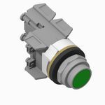 Allen-Bradley 800T-KD1GDDX 800T PB, 30mm Selector Push Button, Flush Button with D Cam, Green,  No Guards  on Terminals, 1 NOEM Standard Contact, 1 NO Standard Contact, 1 NO Standard Contact, No Block in Position 4