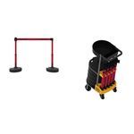 Banner Stakes PL4162T PLUS Cart Package with Tray, Red Double-Sided "Danger" Banner, Includes: 1 Cart, 5 PLUS Stanchions, 5 PLUS Banner Heads, 5 PLUS Bases, 1 Accessory Tray, Belt Length 15 ft, Suitable for Indoor/Outdoor Use