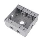 Red Dot® 2IH7S2-1 Universal Weatherproof Box, Die Cast Aluminum, 31.8 cu-in Capacity, 2 Gangs, 7 Outlets, 4-9/16 in H x 4-5/8 in W x 2-1/16 in D Dimensions