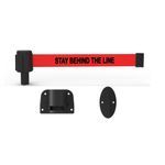 Banner Stakes PL4125 PLUS Wall Mount System, Red "Stay Behind the Line", Includes: 1 PLUS Wall Mount Kit, 1 PLUS Banner Head, Belt Length 15 ft, Suitable for Indoor/Outdoor Use