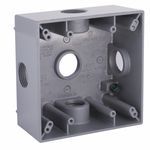 BELL® 5342-0 Deep Weatherproof Box, Die Cast Aluminum, 31 cu-in Capacity, 2 Gangs, 5 Outlets, 4-1/2 in H x 4-1/2 in W x 2 in D Dimensions