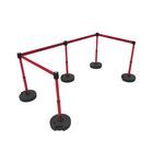 Banner Stakes PL4547 PLUS Barrier Set X5, Red "Danger - Entrée Interdite", Includes: 5 PLUS Stanchions, 5 PLUS Bases, 4 PLUS Banner Head, 1 PLUS Receiver Head, Belt Length 15 ft, Suitable for Indoor/Outdoor Use