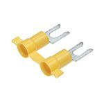 Panduit® Pan-Term® Reel Smart™ PV10-10LFB-2K PV-LF Insulated Fork Terminal, 12 to 10 AWG Conductor, 1.04 in L, Butted Seam Barrel, Copper, Yellow