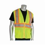 PIP® 302-MAPM-LY-XL 302-MAPM 2-Tone Premium Surveyor Safety Vest, XL, Hi-Viz Lime Yellow, Polyester, Zipper Closure