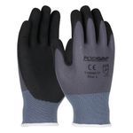 PIP® PosiGrip™ 715SNFTP/M Unisex General Purpose Gloves, Coated/Work, M, Microfoam Nitrile Palm, Nylon, Black/Gray, Knit Wrist Cuff, Microfoam Nitrile Coating, Resists: Abrasion