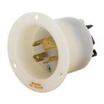 Wiring Device-Kellems HBL2415ST - Twist-Lock® Edge Flanged Inlet with Spring Termination, 20A, 125/250V, L14-20P, White, Flanged Inlet, 3 Poles, 4 Wires, Screwless Termination