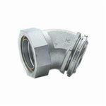 Killark® K0504 K Series Non-Insulated Liquidtight Conduit Connector, 1/2 in Trade, 45 deg Angle, Malleable Iron/Steel, Electroplated Zinc