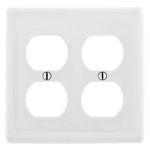 Bryant Electric NP82W Standard Wallplate, 2 Gangs, 4.63 in H x 4.69 in W, Nylon, White