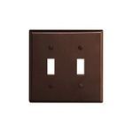 Leviton® 85009 Standard Size Wallplate, 2 Gangs, 4.5 in H x 4.56 in W, Thermoset, Brown