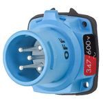MELTRIC DECONTACTOR™ 63-18147 DSN20 Switch Rated Male Inlet, 347/600 VAC, 20 A, 4 Pole, 5 Wires, Blue