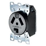 Wiring Device-Kellems HBL9350 Heavy Duty Grounding Standard Straight Blade Receptacle, 125/250 VAC, 30 A, 3 Pole, 3 Wires, Black