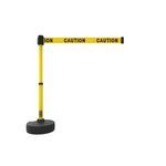 Banner Stakes PL4082 PLUS Barrier Set, Yellow "Caution", Includes: 1 PLUS Stanchion, 1 PLUS Base, 1 PLUS Banner Head, Belt Length 15 ft, Suitable for Indoor/Outdoor Use
