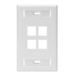 QuickPort® 42080-4WS Standard Size Wallplate With ID Window, 1 Gang, 4.53 in H x 2.75 in W, Plastic, White