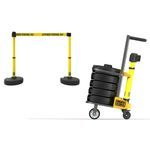 Banner Stakes PL4004 PLUS Cart Package, Yellow "Authorized Personnel Only" Banner, Includes: 1 Cart, 5 PLUS Stanchions, 5 PLUS Banner Heads, 5 PLUS Bases, Belt Length 15 ft, Suitable for Indoor/Outdoor Use