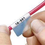 Panduit® S050X125VAC P1™ Self-Laminating Label Cassette, 11/4 in L x 0-1/2 in W, White Legend/Background, Vinyl