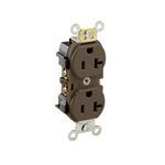 Hubbell® CR5352 Construction Duplex Receptacle, 125 VAC, 20 A, 2 Pole, 3 Wires, Brown