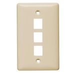 Bryant Electric netSELECT® NSP13LA Rear Load Multimedia Faceplate, 1 Gang, 3 Ports, Audio/Video/Voice/Data Module, Flush Mount, Thermoplastic