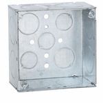 RACO® 233 Square Box, Steel, 30.3 cu-in Capacity, 13 Knockouts, 4 in H x 4 in W x 2-1/8 in D Dimensions