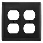 Bryant Electric NP82BK Standard Wallplate, 2 Gangs, 4.63 in H x 4.69 in W, Nylon, Black