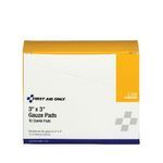 First Aid Only® 3-200 Sealed Sterile Gauze Pad, 3 x 3 in