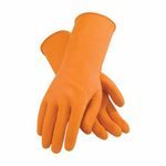 Assurance® 48-L302T-L Unsupported Chemical-Resistant Gloves, L, Cotton/Natural Latex Rubber, Orange, Flock Lined Lining, 13 in L, Resists: Abrasion, Acid, Alcohol, Alkaline, Caustic, Grease, Ketone, Liquid, Salt and Tear, Rolled Cuff, 28 mil Thickness