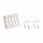 CommScope 108685025 L Type High Impact Flame Retardant Faceplate, 2 Gangs, 8 Ports, Male Module, Flush Mount, Thermoplastic