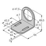 Turck MW-47 Mounting Bracket, For Use With 47 mm Dia Threaded Barrel Sensors, Cold Rolled Steel