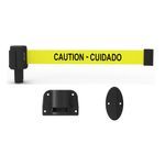 Banner Stakes PL4107 PLUS Wall Mount System, Yellow "Caution-Cuidado", Includes: 1 PLUS Wall Mount Kit, 1 PLUS Banner Head, Belt Length 15 ft, Suitable for Indoor/Outdoor Use