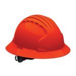 PIP® Evolution® Deluxe 6161 280-EV6161-OR Full Brim Non-Vented Hard Hat, SZ 6-5/8 Fits Mini Hat, SZ 8 Fits Max Hat, HDPE Shell, 6-Point Polyester Suspension, ANSI Electrical Class Rating: Class E, ANSI Impact Rating: ANSI Z89.1-2009 Type I