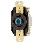 Wiring Device-Kellems Twist-Lock® HBL2420 Grounding Heavy Duty Single Locking Receptacle, 250 VAC, 20 A, 3 Poles, 4 Wires, Black